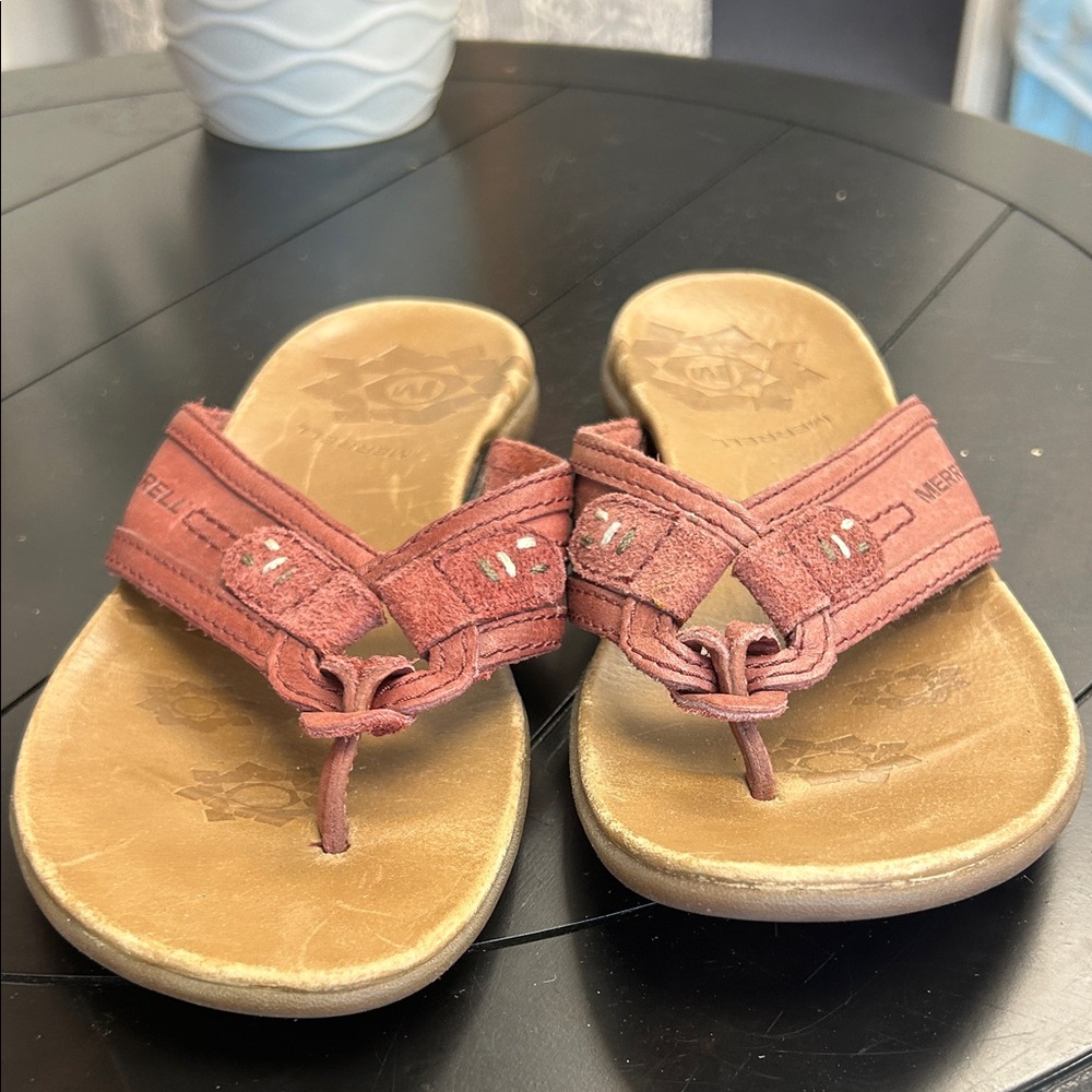 Merrell Women’s Rust Red Suede Thong Sandals 7 - Picture 2 of 6